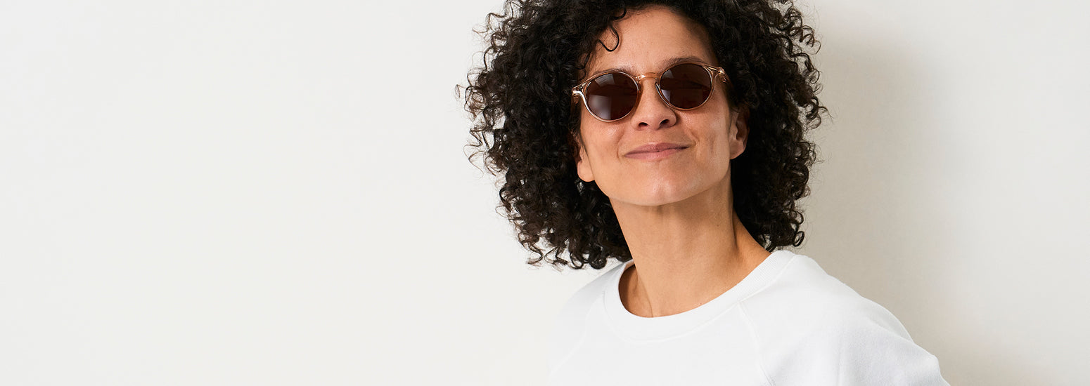 Små & smalle solbriller med styrke